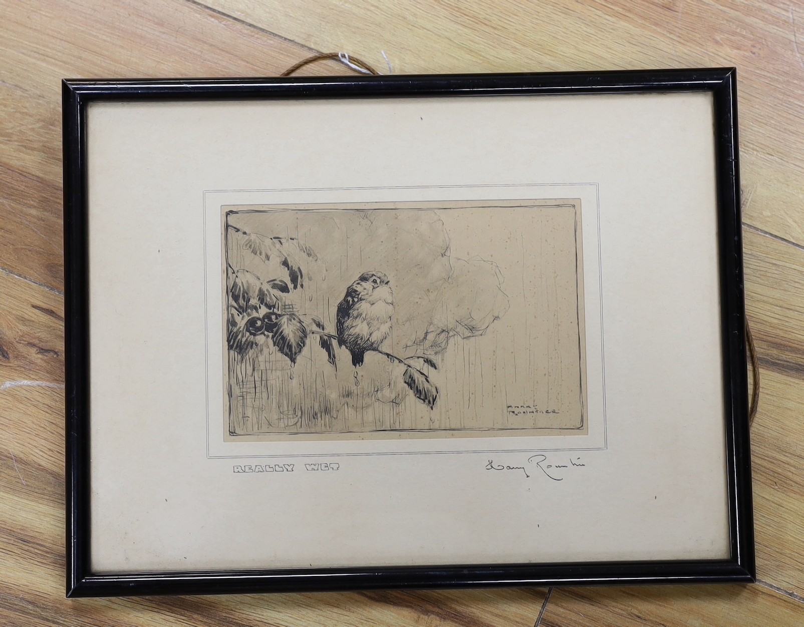 Harry Rountree (1878-1950), etching, 'Really Wet', 11 x 17cm
